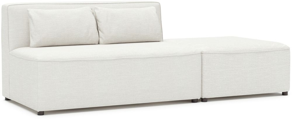 Modulair opbouwbare 2-zitsbank met poef - Naturel